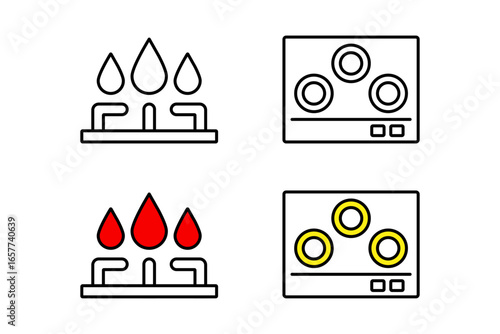 ガスコンロと電気コンロをイメージしたアイコンセット