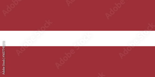 The national flag of latvia featuring crimson and white horizontal stripes, simple flat design vector clipart, can use for travel or politics