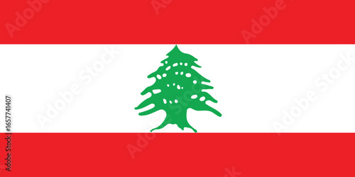 The national flag of lebanon featuring a cedar tree isolated on white, simple flat design vector clipart, can use for travel or politics