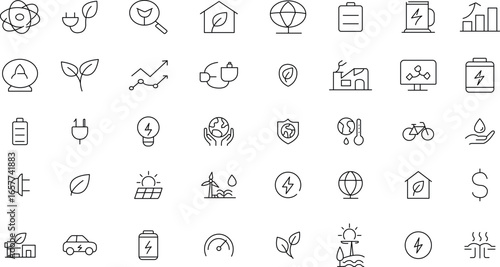Wind, Hydro and Eco-Friendly Energy Line Icons – Vector Sustainable Power Set and more victor illastretion.