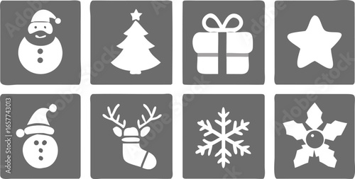 Christmas Stencil Set with Santa Tree Gift Star Snowman Reindeer Snowflake and Flower