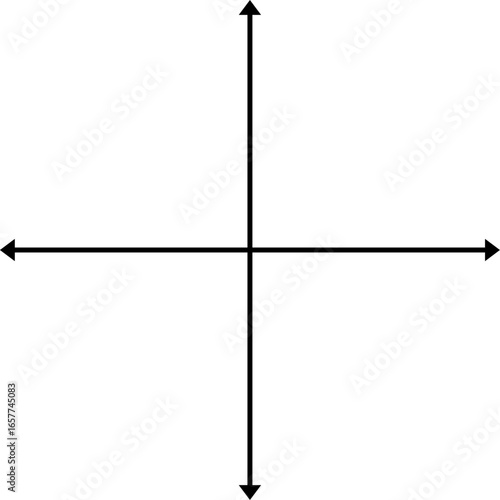 Cartesian coordinate system with x and y axes intersecting at the origin.