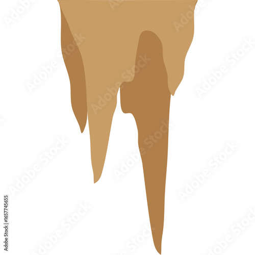 Illustration of a brown stalactite hanging down, a geological cave formation.
