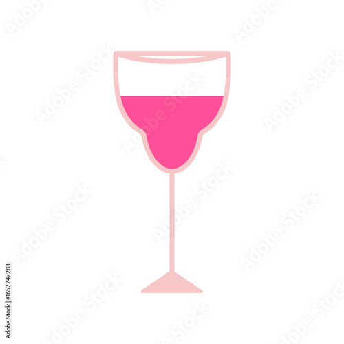 Wine glass with alcohol drink. Transparent stemware, goblet filled with alcoh...