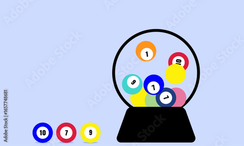 Lottery spin machine with lotto balls illustration