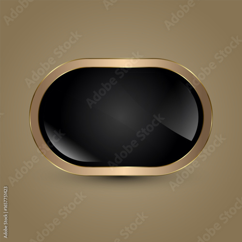 Modern Luxury Prestige Icon, Buton, Symbol with glossy oval design. and looked-real metallic gold edges reflects exclusivity and premium branding element vector