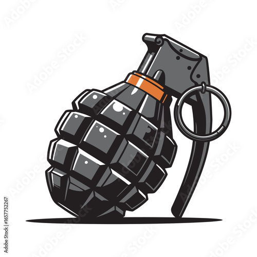 black and white silhouette of a grenade on a white background
