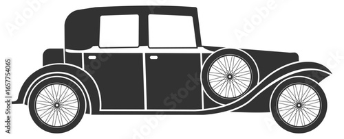 Vintage classic car silhouette on transparent background