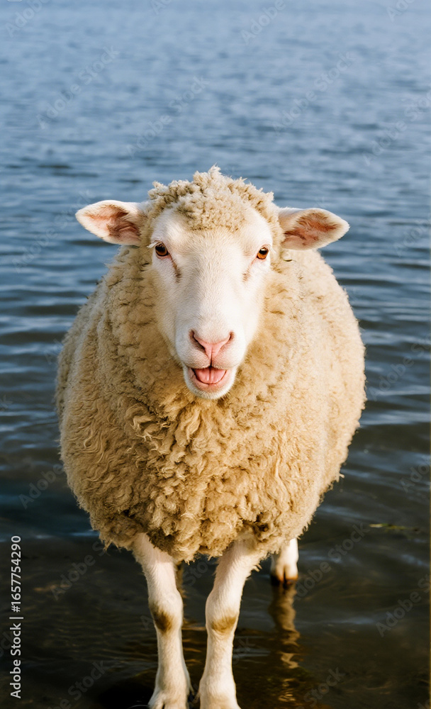 Fototapeta premium Sheep Standing in Water
