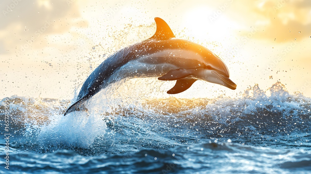 Fototapeta premium Dolphin jumping above ocean waves