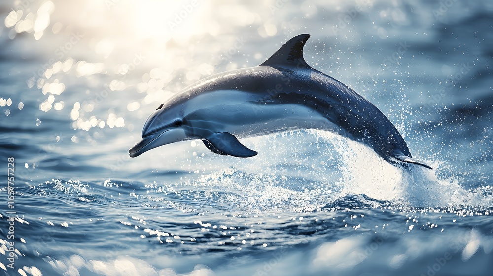 Fototapeta premium Dolphin leaping in ocean water