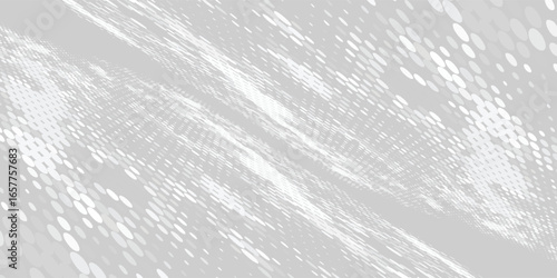 Abstract Dot white gray wave light technology texture background modern arts white backgroud