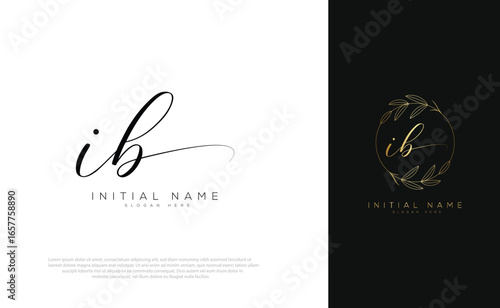 IB initial letter handwriting and monogram signature logo
