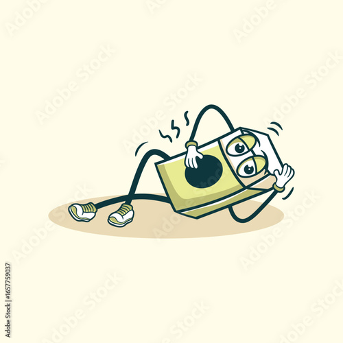 Cartoon Cigarette Pack Character Lying Down In Pain