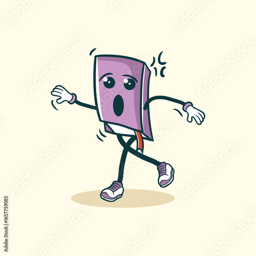 A Surprised Book Character Runs Away In Fear