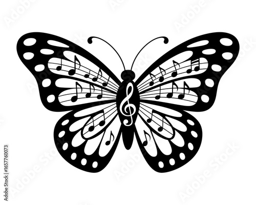Musical butterfly with treble clef and notes