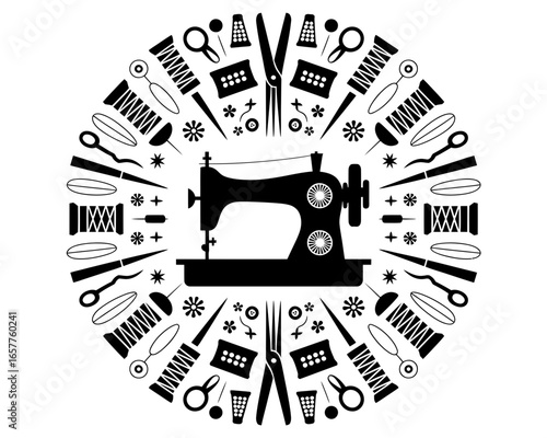 vintage sewing machine vector