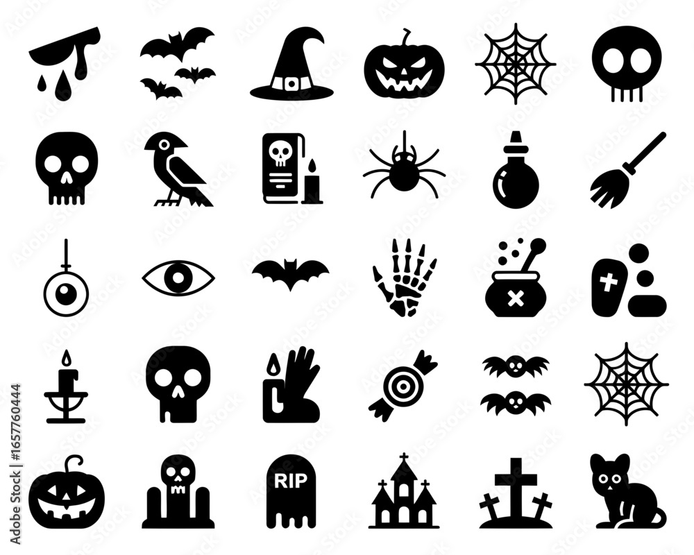 Fototapeta premium Collection of halloween themed icons