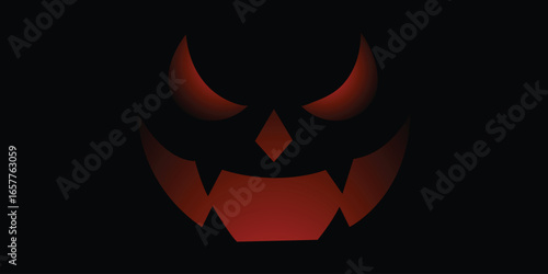 Eerie Glowing Jack-o'-Lantern Face on Black