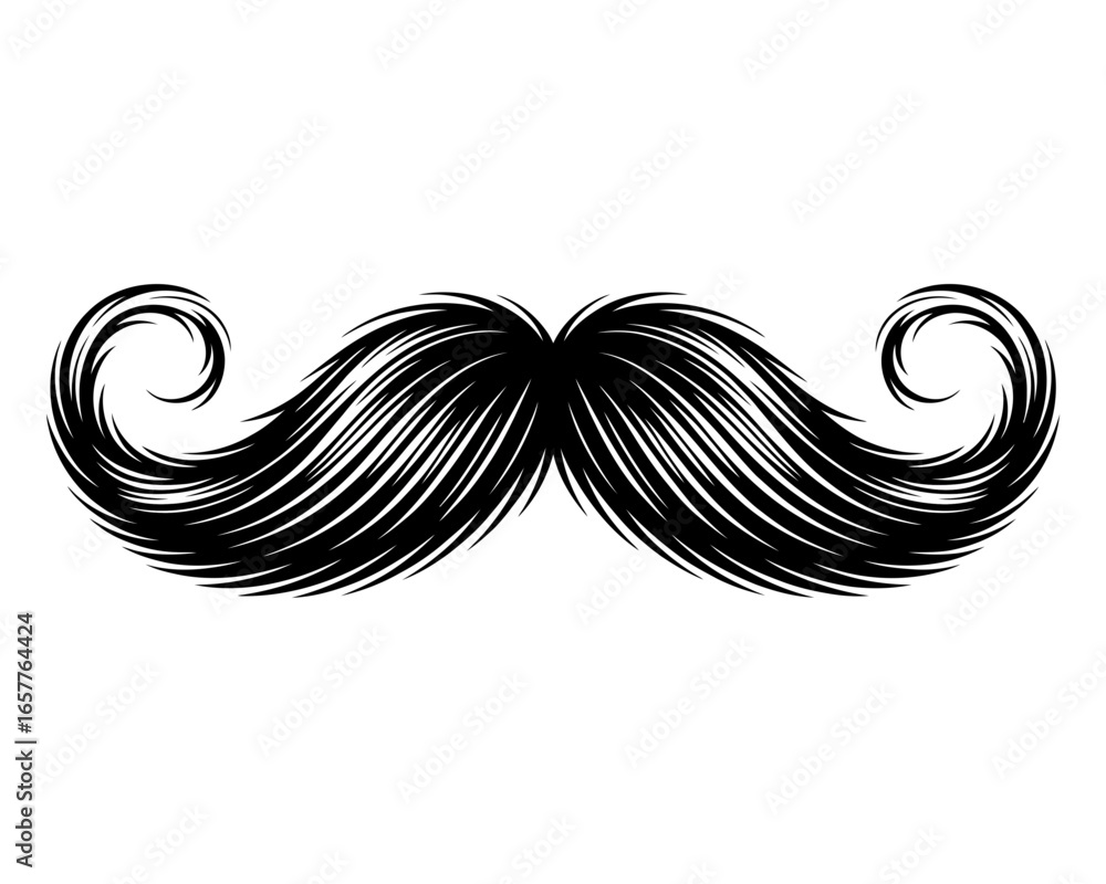 Fototapeta premium Classic black mustache with swirling ends