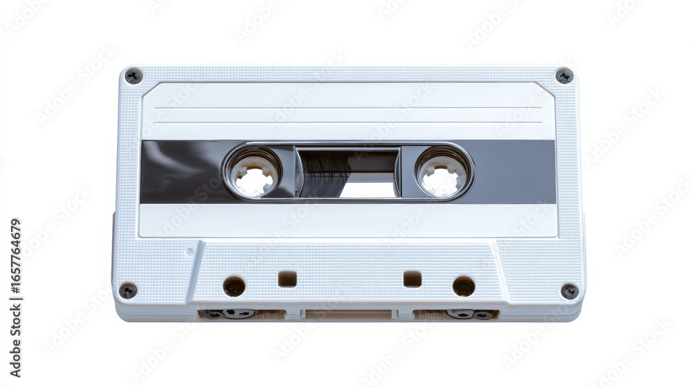 Fototapeta premium White cassette tape isolated white background with clear tape