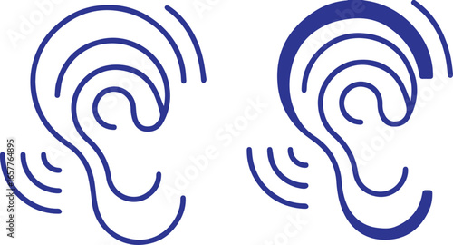 ear icon, radio wave icon, concentric circles, abstract ear design, vector graphic
