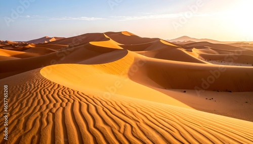 Fototapeta Naklejka Na Ścianę i Meble -  Sand dune desert landscape at sunrise