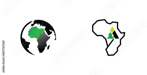 Detailed 3d map of Africa continent Logotype vector logo design