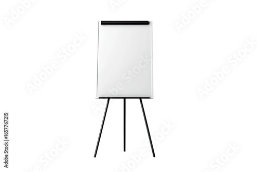 Blank white flip chart on a tripod stand