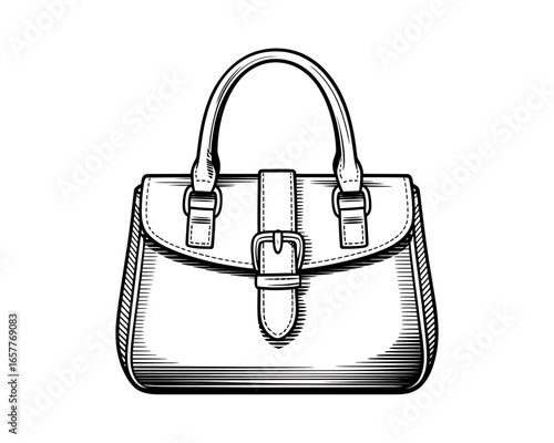 Vintage handbag with buckle and straps