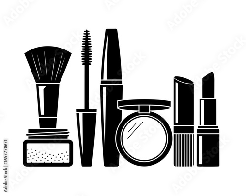 Collection of makeup products icons