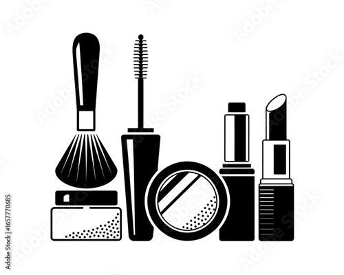 Collection of makeup products icons