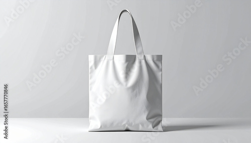 A blank white tote bag with handles, perfect for mockups and design presentations.