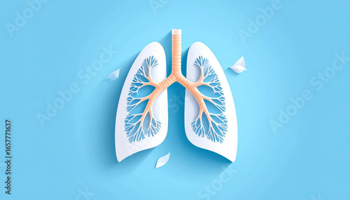 An artistic illustration of the human lungs, showcasing the intricate details of the respiratory system.