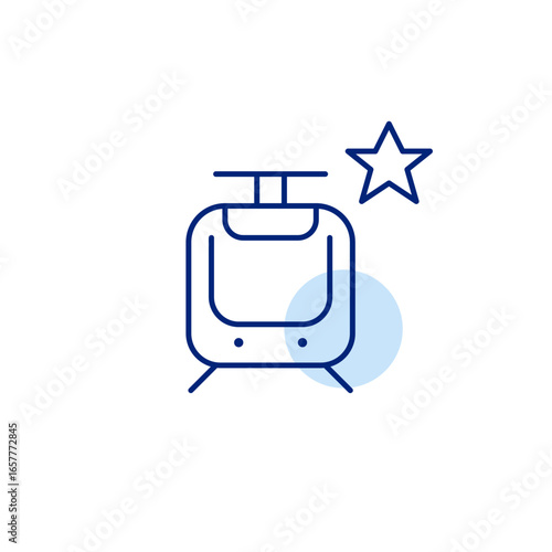 Tram and star. Favorite routes, top-rated operator. Pixel perfect, editable stroke vector icon