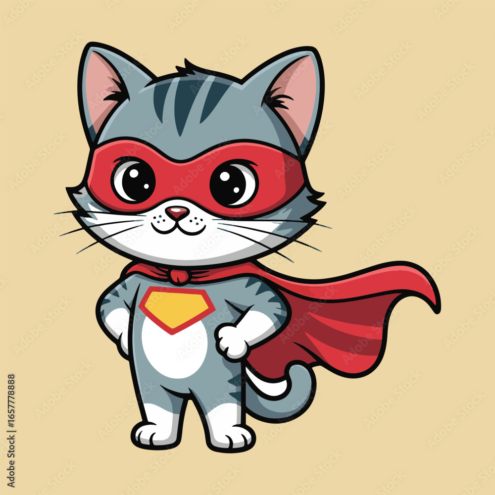 Obraz premium Superhero Cat Standing Confidently