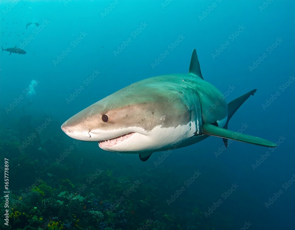 Fototapeta premium Great white shark in ocean