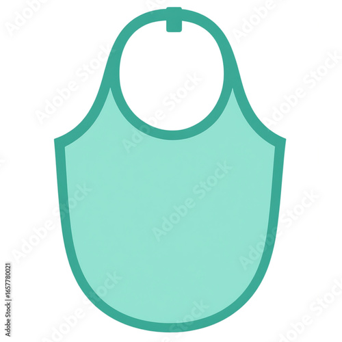 Mint green baby bib hanging, ready for mealtime in a clean, modern kitchen, symbolizing care and preparation for feeding.