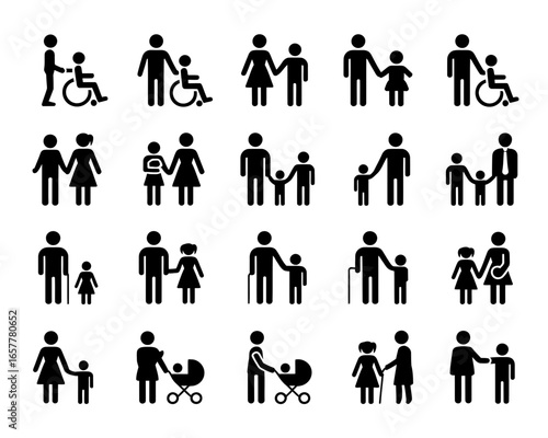 Diverse family and people icons representing different generations and needs