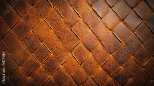 Luxury Brown Leather Texture with Woven Pattern. High-Quality Background