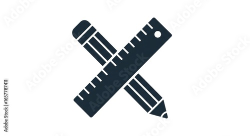 Crossed pencil and ruler design graphic