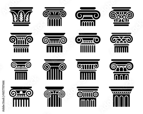 Collection of ancient greek and roman column capitals