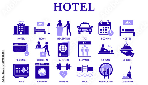 Set of hotel Icons or symbols Vector fully editable file.