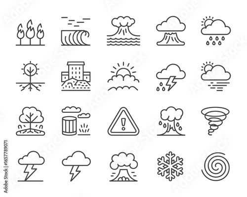 Collection of natural disaster and weather icons