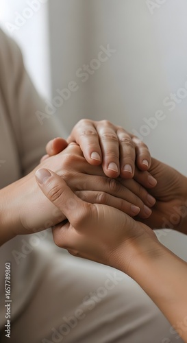 Elderly Care Hands Clasped, Showing Support and Compassion for Seniors