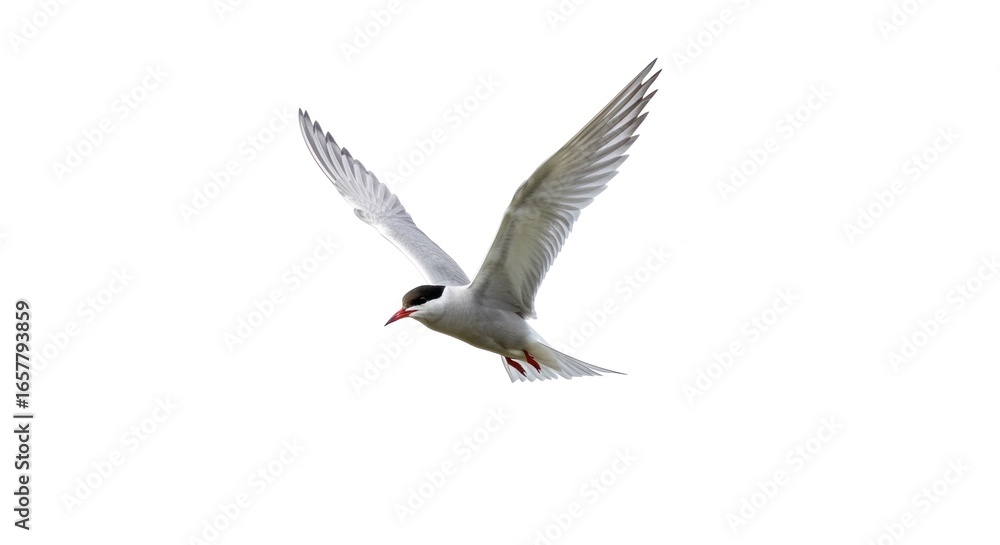 Obraz premium A tern in flight against a white background