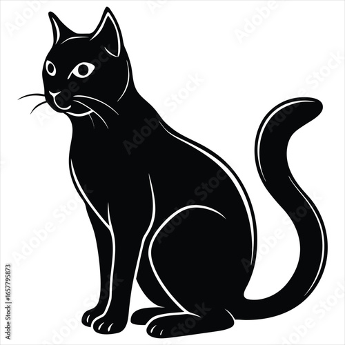 Wallpaper Mural  Black cat vector. Cute black cat animal vector illustration. Silhouettes of black cat. Cat Doodle. black cat vector, icon vector illustration, cat silhouette.. black cat in a hat. Torontodigital.ca