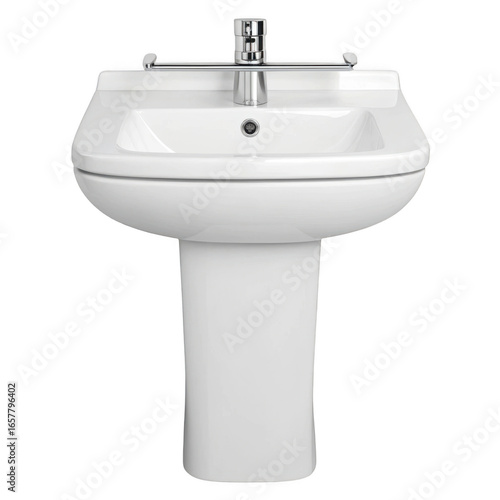 White pedestal sink isolated on transparent background