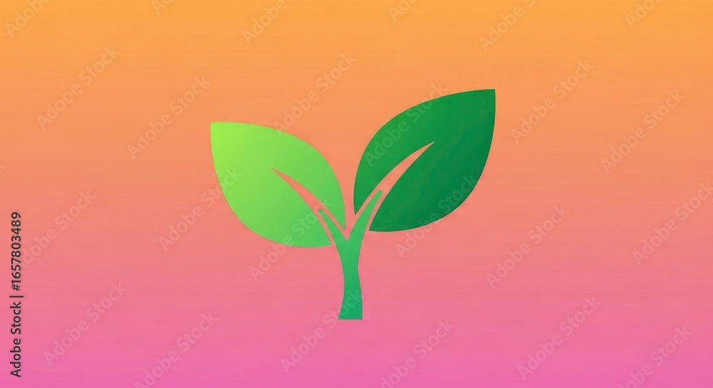 Obraz premium Two leaves on gradient background