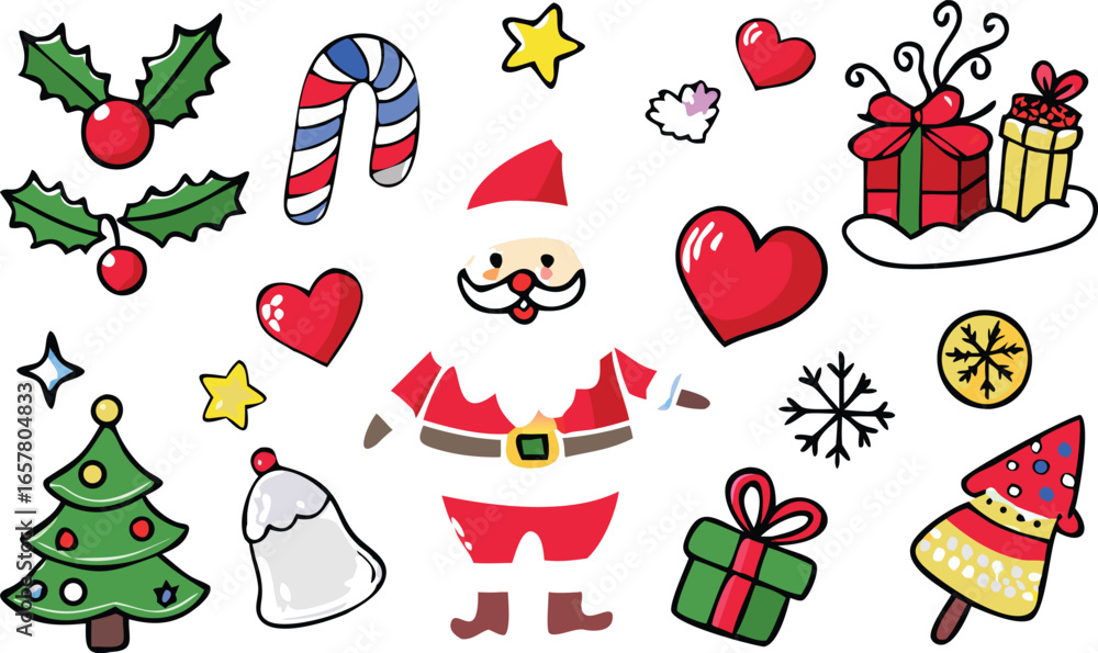 Fototapeta premium Festive Christmas Doodle Collection Hand Drawn Holiday Icons for Creative Projects and Designs